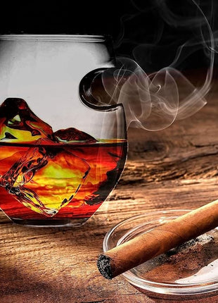 Whiskey Glasses set of 2 - Crystal Old Fashioned Rock Glass Scotch Bourbon and Spirits 10 Ounce Liqueur Tumbler with Side Rest