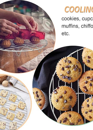 P&P CHEF 9 Inch Cooking Rack Round, Stainless Steel Round Rack for Cooking Cooling Steaming Baking, Fit Air Fryer Pot Pressure Cooker, 2 Pack -Oven & Dishwasher Safe