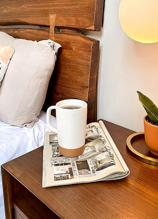 Mora Ceramics Large Tea Mug with Loose Leaf Infuser and Ceramic Lid, 18 oz, Portable, Microwave and Dishwasher Safe, Tall Coffee Cup - Rustic Matte Ceramic Glaze, Modern Herbal Tea Strainer, Cotton