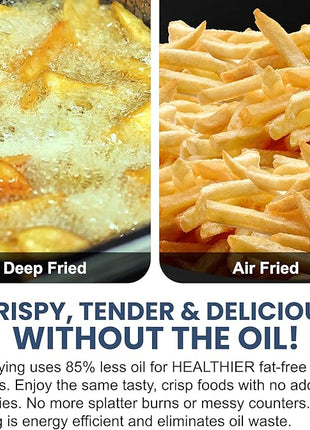 Elite Gourmet EAF5317D Digital 5.3Qt Hot Air Fryer 7 Menu Functions 1350W Oil-Less Healthy Cooker, Timer & Temperature Controls, PFOA/PTFE Free, Black