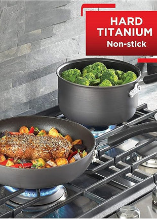 T-fal Ultimate Hard Anodized Nonstick Fry Pan Set 2 Piece, 8, 10 Inch, Oven Broiler Safe 400F, Kitchen, Cookware, Pots and Pans Set Non Stick, Frying Pans, Dishwasher Safe, Black