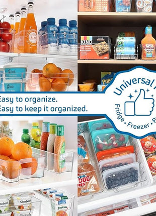 STORAGEBUD Fridge Organizer - 6 Pieces refrigerator organizer bins - Pantry Organization and Storage for Fridge & Refrigerator- BPA Free Freezer Organizer Bins