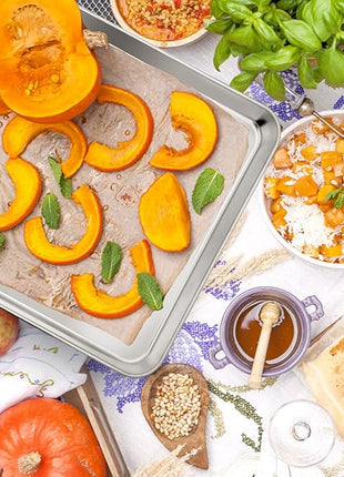 P&P CHEF 16 Inch Baking Cookie Sheet, Oven Pan Tray Stainless Steel Sheet Pan for Kitchen, Oven Bakeware for Multi Uses, Shiny Look & Dishwasher Safe, Healthy & Heavy Duty, 4Pcs