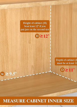 2 Pack Pull Out Spice Rack Organizer for Cabinet, 2 Tier Slide Out Spice Racks Organizer, Spice Cabinet Organizers, Cabinet Size Need:12'' High x 11'' Deep x 5'' Wide, Clear Acrylic