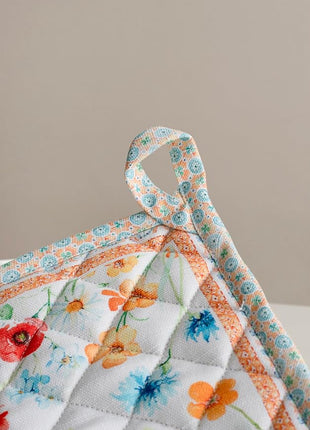 Maison d' Hermine Pot Holders 100% Cotton Heat Resistant Potholders 8" x 8" Hot Pads with Loop BBQ, Cooking, Baking, Grilling, Kitchen, Handling Hot Pans Spring/Summer (Pack of 1, Summer Whisper)