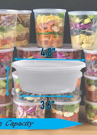 Mr Miracle 8OZ Deli Containers with Lids - 24 Pack of 8 oz Clear Airtight Reusable Plastic Food and Multi-Purpose Deli Containers - Microwave, Freezer, and Dishwasher Safe