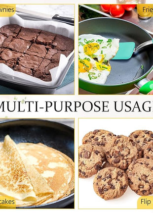 Silicone Cookie Spatula Turner 2 Pack Mini Brownie Spatula Flexible Kitchen Small Silicone Turner for Nonstick Cookware Heat Resistant No Scratch Flipper for Egg Pancake(Green)