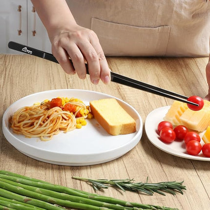 HOTEC Kitchen Tweezers Tongs Stainless Steel Professional Chef Tweezers, Set of 2-12inch Extra-Long Food Tongs for Cooking,Grill and Baking