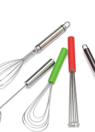 Flat Whisk Silicone Handle Non Slip 10" - 5 Wires Whisk with 10 Heads for Kitchen Cooking by Jell-Cell (Green)