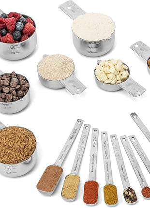 Hudson Essentials Stainless Steel Measuring Cups and Spoons Set (14 Piece Set)