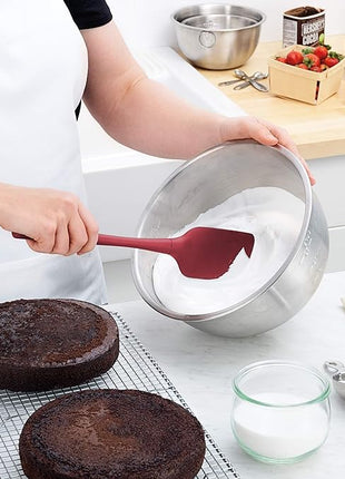 Tovolo Flex-Core All Silicone Spatula, Tapered Silicone Edge for Scraping, Ergonomic Handle, Heat-Resistant Rubber Spatula, BPA-Free & Dishwasher Safe Baking Tool & Kitchen Utensil