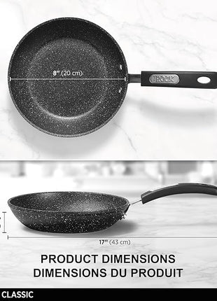 Starfrit The Rock 20cm (8") Non-Stick Fry Pan - Durable Forged Aluminum - Oven Safe - PFOA Free - Easy to Clean - Black