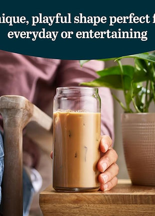 Libbey Classic Can XL Set of Drinking Glasses, Iced Coffee Cups Set of 4, 20 Oz, Dishwasher Safe Glass Beer Cups for Beverages and Cocktails