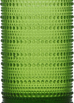 Fortessa Jupiter Beaded Hobnail Glass, 13 Ounce Iced Beverage (Set of 6), Fern Green