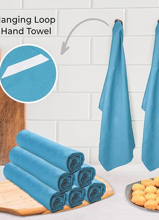 Urban Villa Kitchen Towels Premium Quality 100% Cotton Solid Kitchen Towels Set of 6 Ultra Soft Size 20X30 Inches Teal Color Kitchen Towel Highly Absorbent KitchenTowels
