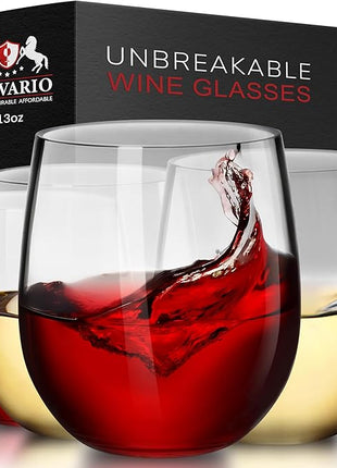 Unbreakable Stemless Plastic Wine Glasses | Reusable | Shatterproof 100% Tritan Plastic | Dishwasher-Safe | BPA-free | Awesome for Indoor & Outdoor | 13 oz, Set of 4