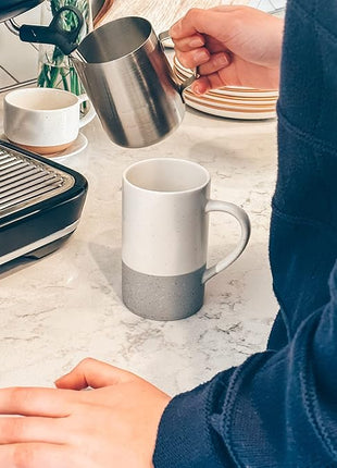 Mora Ceramics 12oz Coffee Mug Set of 4 - Ceramic Tea Cups with Handle - Microwave and Dishwasher Safe, Perfect For Cup or Mug Lovers - Rustic Matte Glaze, Modern Design Mugs - Flint