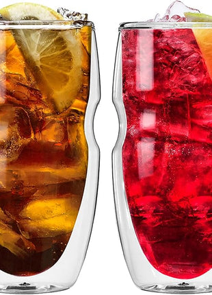 Ozeri Serafino Double Wall Insulated Beverage and Coffee Glasses, 12-Ounce, Set of 2