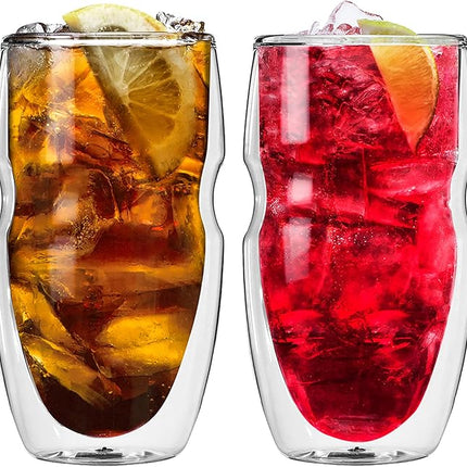 Ozeri Serafino Double Wall Insulated Beverage and Coffee Glasses, 12-Ounce, Set of 2