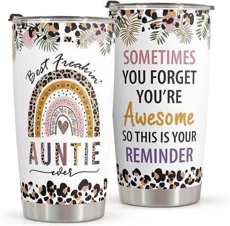 Macorner Aunt Gifts Tumbler - Stainless Steel 20oz - Best Auntie Ever Gift - Birthday & Christmas Idea for Aunt from Niece or Nephew