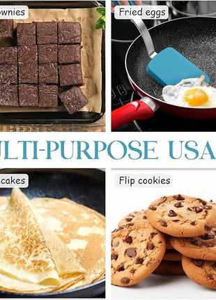 Silicone Cookie Spatula Turner 2 Pack Mini Brownie Spatula Flexible Kitchen Small Silicone Turner for Nonstick Cookware Heat Resistant No Scratch Flipper for Egg Pancake(Light Blue)