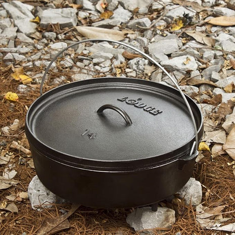 Lodge 6 Quart Pre-Seasoned Cast Iron Camp Dutch Oven with Lid - Dual Handles - Use in the Oven, on the Stove, on the Grill or over the Campfire - Black