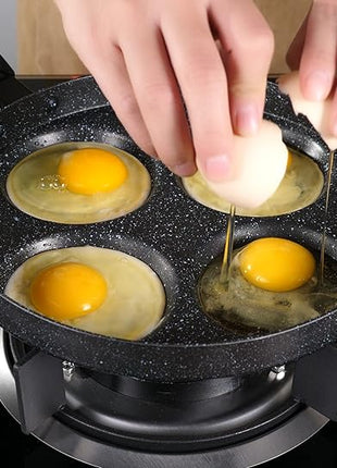 MyLifeUNIT Aluminum 4-Cup Egg Frying Pan, Non Stick Egg Cooker Pan