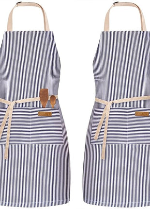 2 Pack Adjustable Bib Apron with 2 Pockets Chef Cooking Kitchen Restaurant Aprons for Women Men