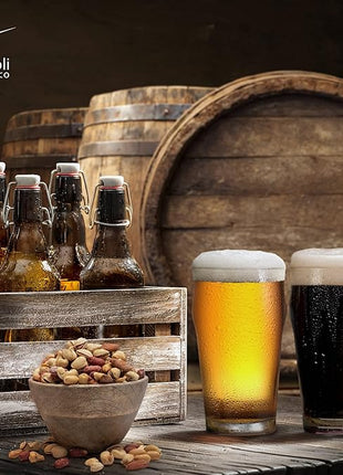 Bormioli Rocco Nonix Set Of 4 20 Oz Pint Glasses | British Pub Style Beer Glasses | Easy Stacking in The Cupboard | Premium Craft Beer Glasses Made In Spain