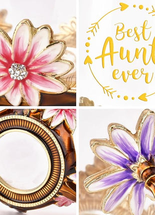 OEAGO Gifts for Aunt from Niece Nephew Tea Cup Cool Birthday Gift Enamel Flower Glass Mugs Christmas Mothers Day New Aunt Announcement Promoted