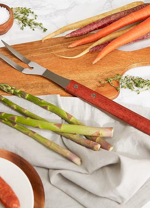 RSVP International Endurance (BQ-FRK) BBQ Grill Fork, 17.25" | Long Handle Keeps Hands Safe from Fire | Made from Stainless Steel & Rosewood