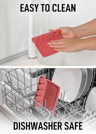 Zulay Kitchen Silicone Utensil Rest with Drip Pad for Multiple Utensils - BPA-Free, Heat-Resistant Spoon Rest & Spoon Holder for Stove Top - Kitchen Utensil Holder for Ladles & Tongs - Canyon Rose