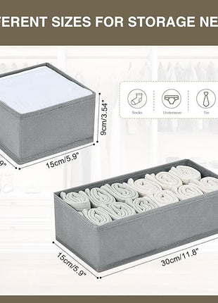 DIMJ Drawer Organizer Clothes Set of 8, Foldable Closet Drawer Organizer, Underwear Drawer Box, Fabric Drawer Dividers for Baby Clothes, Socks, Belt, Tie (Grey)