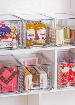 Vtopmart 2 Pack Large Stackable Storage Drawers,Clear Acrylic Drawer Organizers with Handles, Easily Assemble for Bathroom,Kitchen Undersink,Cabinet,Closet,Makeup,Pantry organization and Storage