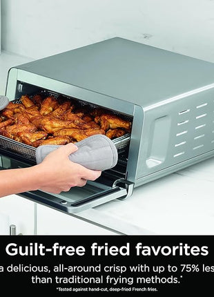 Ninja Flip Toaster Oven&Air Fryer, 8-in-1 Functionality, Flip Up&Away Capability for Storage Space, LargeCapacity, Air Fry Basket, SheetPan, Wire Rack&Removable Crumb Tray, Stainless,1800 watts, SP151