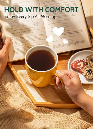 Sweese Porcelain Mugs - 12 Ounce for Coffee, Tea, Mocha and Mulled Drinks - Set of 6, Hot Assorted Colors