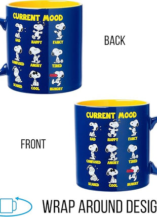 Silver Buffalo Peanuts Featuring Snoopy's Current Mood Various Emotions. Ceramic Mug, 20 Ounces