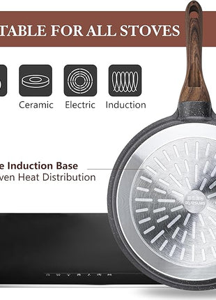 SENSARTE Nonstick Cookware Set 13-Piece, Non Stick Pots and Pans Set with Swiss Granite Coating, Healthy Kitchen Cooking Set, Stay-Cool Handles, PFOA Free