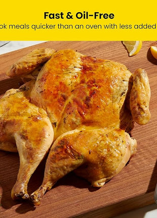 CHEFMAN Easy-View Air Fryer – 8 Qt Family Size with Viewing Window, One-Touch Digital Control with 4 Presets, Nonstick & Dishwasher Safe, Broil, Roast, Dehydrate, Bake, Auto-Shutoff, Stainless Steel