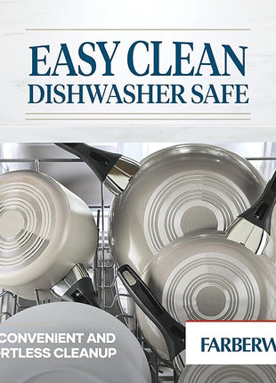 Farberware 21805 Dishwasher Safe Nonstick Cookware Pots and Pans Set, 15 Piece, Champagne