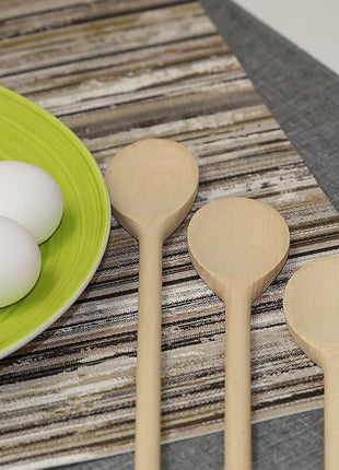 12 Inch Long Wooden Spoon Set by BICB | Natural Beechwood Mixing Spoons for Baking, Cooking & Stirring | Set of 6 Long Wooden Spoons | Cookware Sauce Spoons | Wood Mixing Spoon Set