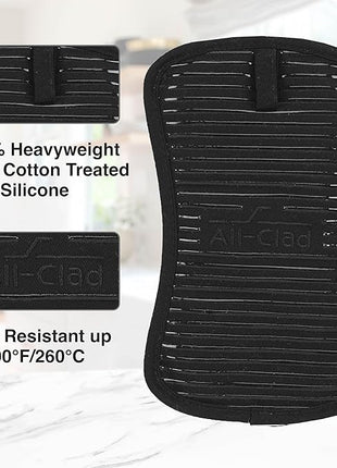 All-Clad Premium Pot Holder & Hot Pad: Heat Resistant to 500 Degrees - 100% Cotton, 10"x6.25" Hot Pad for Kitchen and Barbeque, (1-Pack), Black