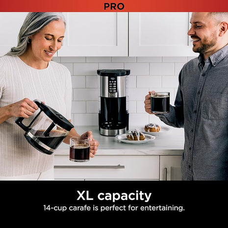 Ninja 14 Cup , Programmable Coffee Maker XL Pro with Permanent Filter, 2 Brew Styles Classic & Rich, 4 Programs Small Batch, Delay Brew, Freshness Timer & Keep Warm, Stainless Steel, DCM201