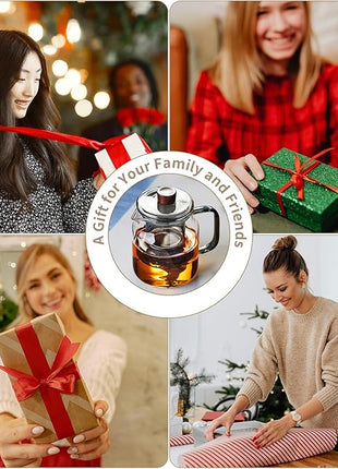 34OZ Glass Teapot with Infuser 1000ML, Borosilicate Glass Tea Pot with Detachable Glass Tea Kettle Tea Infuser, Loose Leaf, Blooming Tea