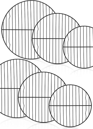 P&P CHEF Round Cooling Rack Set, Round Wire Racks for Cooking Baking, Fit Air Fryer & Oven, Stainless Steel Core with Nonstick Coatings, Black, 6 PCS - 7.5 & 9 & 10.5 Inch
