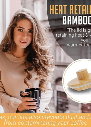 HEXNUB – Caddy and Lid for Pour Over Coffee Maker, Bamboo Stand fits Chemex, Bodum, Cosori Coffee Carafes, Heatproof Mat, Filter Holder for Drip Coffee Maker - Cork Mat