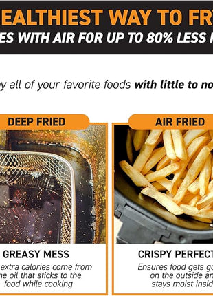 Gourmia Air Fryer Oven Digital Display 7 Quart Large AirFryer Cooker 12 Touch Cooking Presets, XL Air Fryer Basket 1700w Power Multifunction GAF778 Black and stainless steel air fryer FryForce 360°