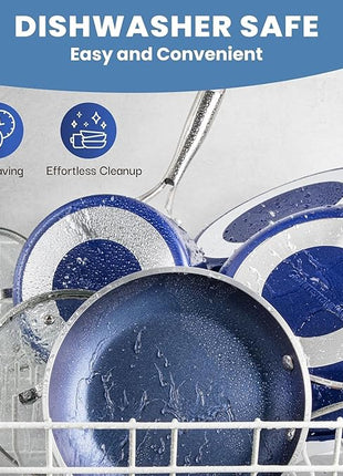 Granitestone Blue 12 Inch XL Non Stick Frying Pan Skillet with Mineral and Diamond Triple Coated Surface for Long Lasting Nonstick Frying Pan for Cooking, Metal Utensil/Oven/Dishwasher Safe