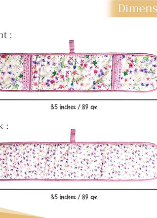 Maison d' Hermine Double Oven Mitts 100% Cotton 7"x35" Double Oven Mitt Heat Resistant BBQ Cooking Gloves with Loop, Baking, Grilling, Home, Kitchen, Handling Hot Pans Spring Summer (Chardon)