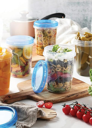 Tafura 6 Pack Leakproof Freezer Containers for Food with Twist Top Lids - 32 Oz BPA Free Reusable Plastic Soup Containers with Screw On Lids - Ideal for Meal Prep, Leftovers & Pantry Organization